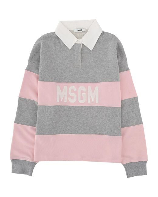 MSGM Gray Polo A Maniche Lunghe