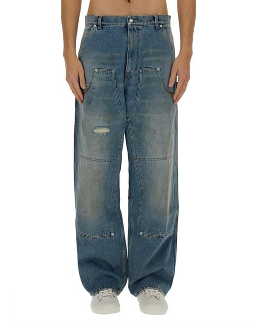 Moschino Blue Relaxed High-Waist Wide-Leg Jeans for men