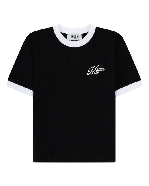 MSGM Black T-Shirt Con Logo