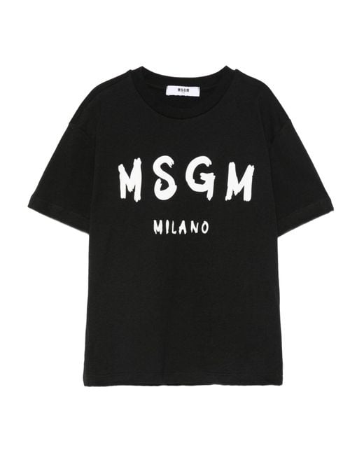 MSGM Black T-Shirt With Logo
