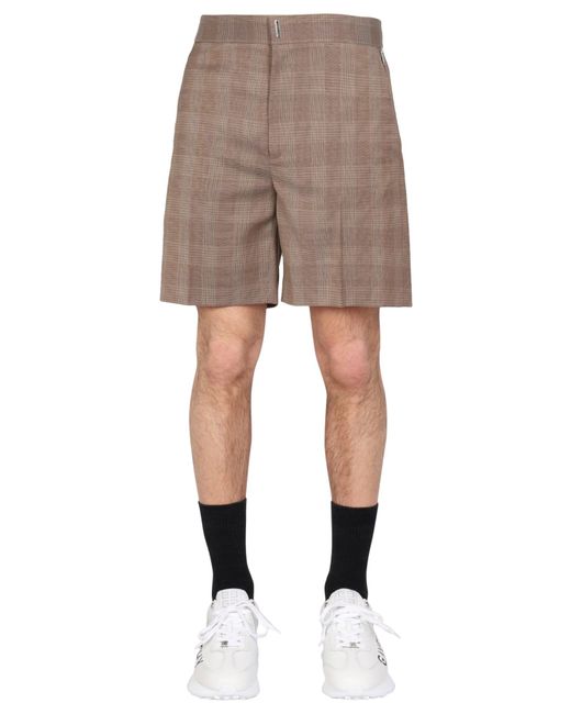 Givenchy Gray Prince Of Wales Pattern Bermuda Shorts for men