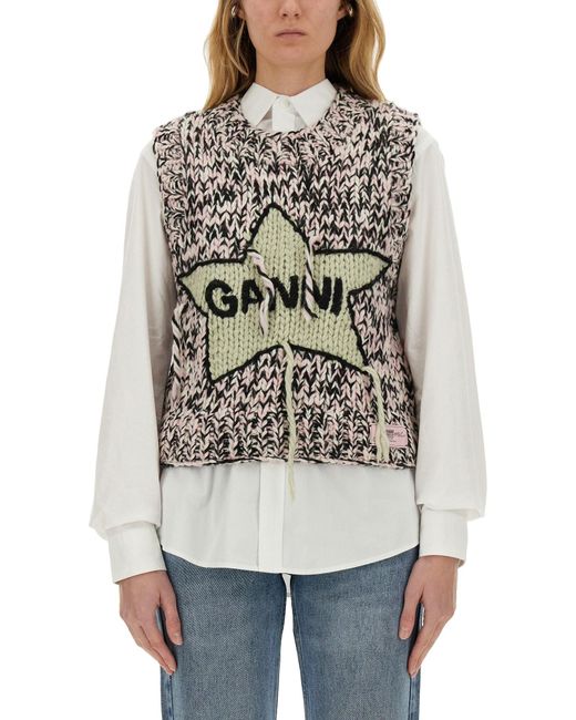 Ganni Gray Wool Vest