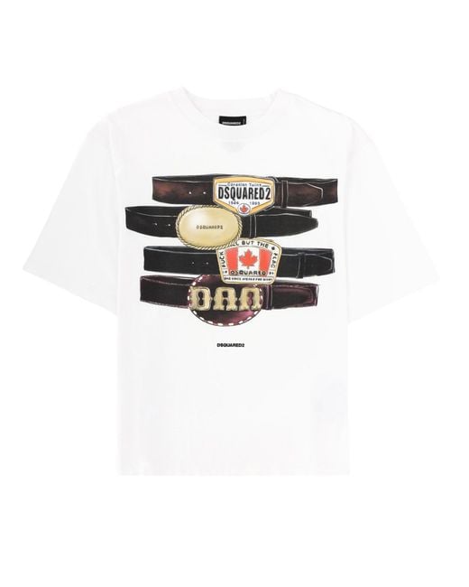 DSquared² White Graphic Crew Neck T-Shirt for men