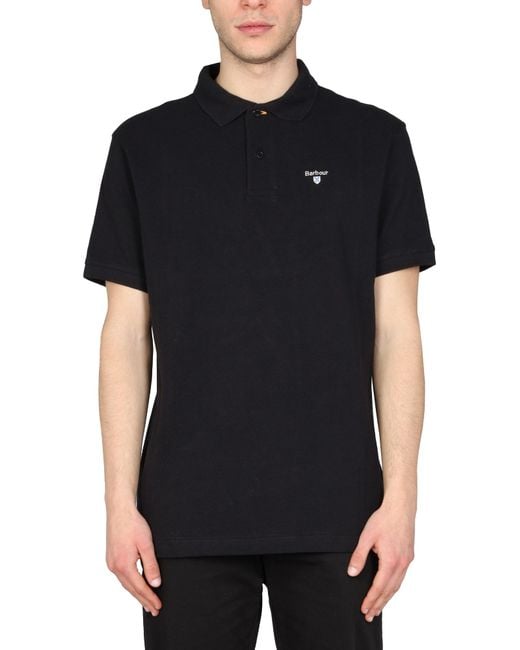 Barbour Black Shirt Collar Polo for men