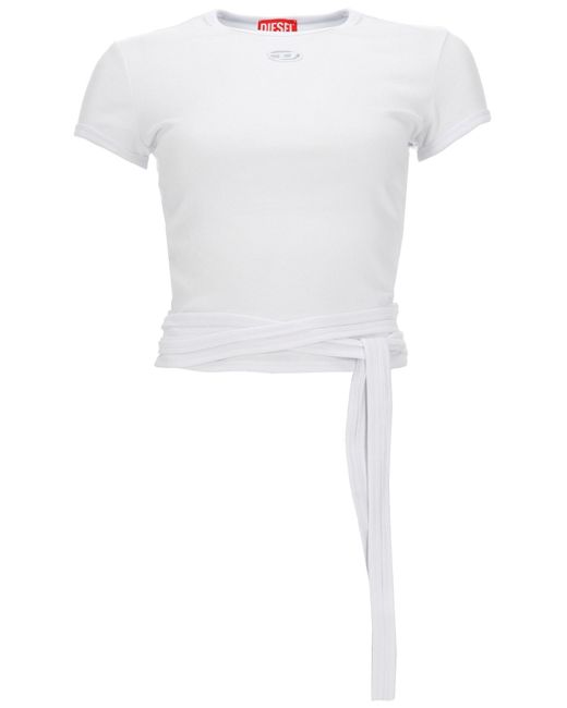 DIESEL White T-Shirt A Costine Con Lacci