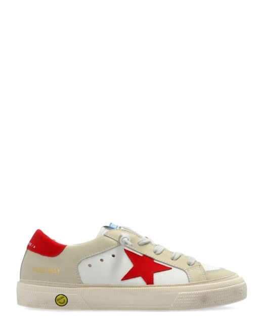 Golden Goose Deluxe Brand White May Leather And Nubuck Upper Leather Star And Heel