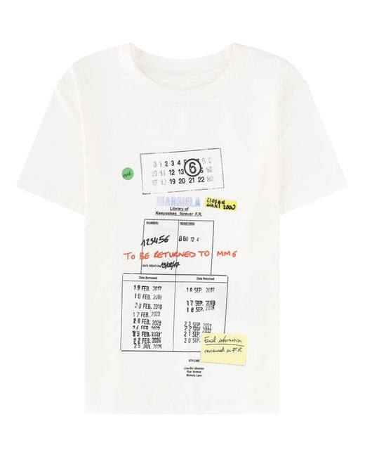 MM6 by Maison Margiela White T-Shirt Con Stampa
