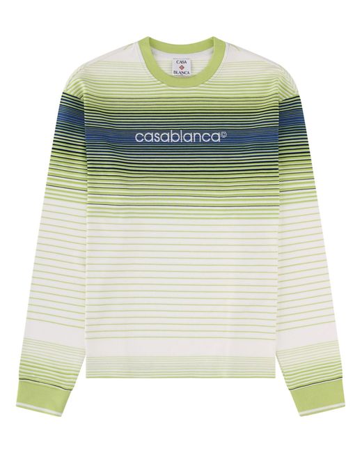 Casablanca Green Stripes Crew Neck T-Shirt