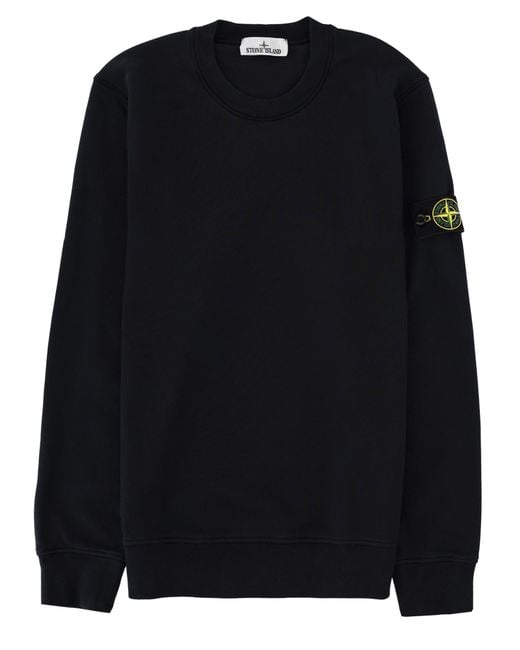 Stone Island Black Felpa Con Patch Logo for men