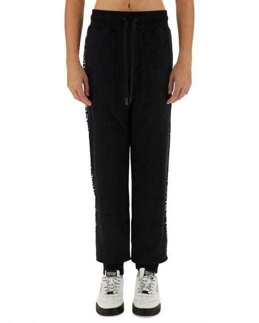 Versace Jeans Couture Black Jogging Pants With Logo for men