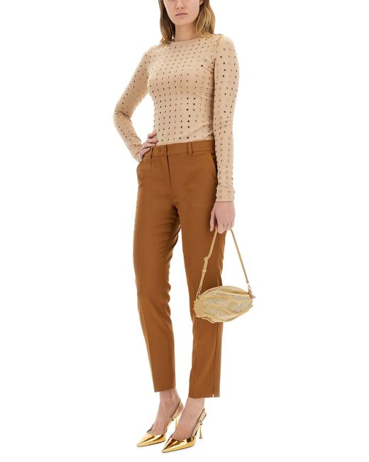 PANTALONE MORETTO IN LANA VERGINE di Max Mara in Brown