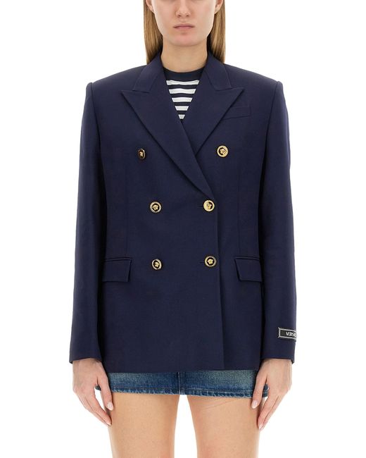 Versace Blue Double-Breasted Blazer
