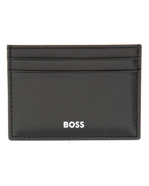Boss Black Leather Card Holder for men