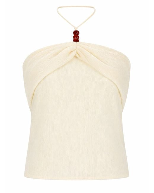 Magda Butrym Natural Solid Halter Neck Top