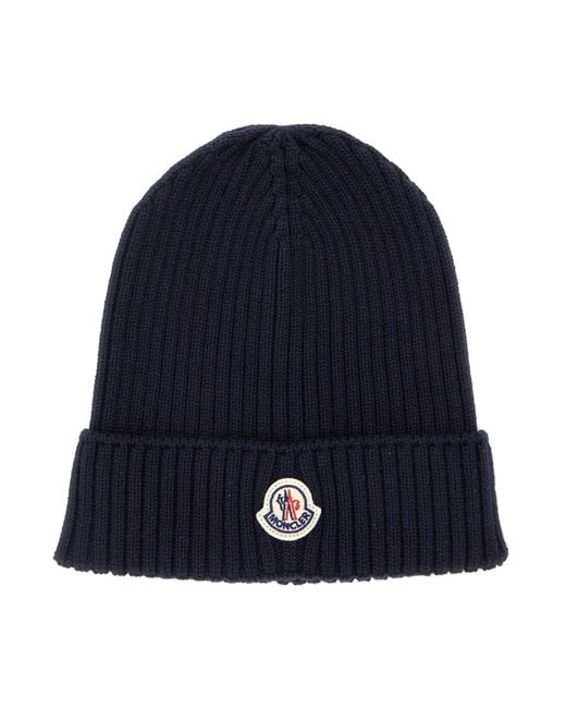 Moncler Blue Logo Beanie Hat