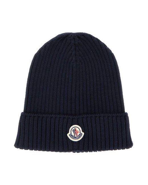 Moncler Blue Logo Beanie Hat