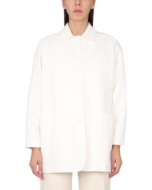 Max Mara White Classic Collar Button Closure Jacket