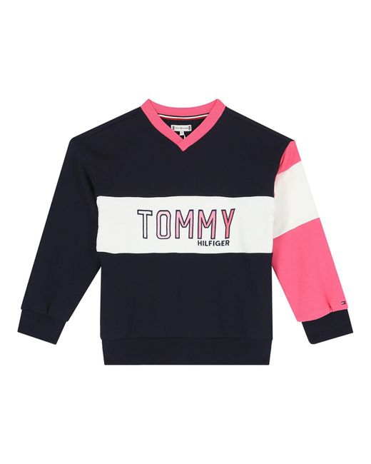 Tommy Hilfiger Blue Colorblock Crewneck Sweatshirt