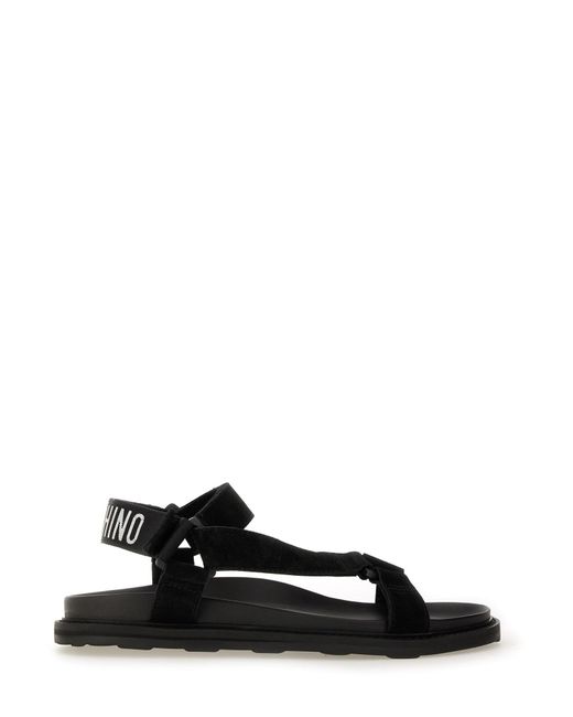 Moschino Sandals With Iconic Logo Strap in Black for Men | Lyst
