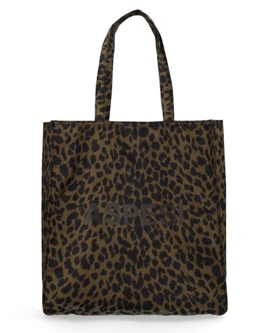 Aspesi Black Animalier Polyester Handbag