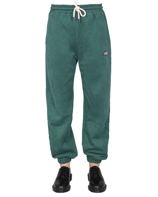 MOUTY Green "BIGGIE" Cotton JOGGING Pants With Logo Patch for men