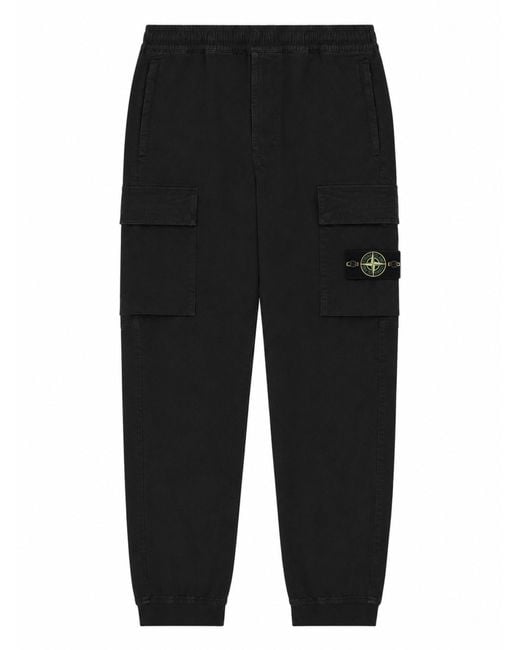 Stone Island Black Pantalone Cargo Con Patch Logo for men