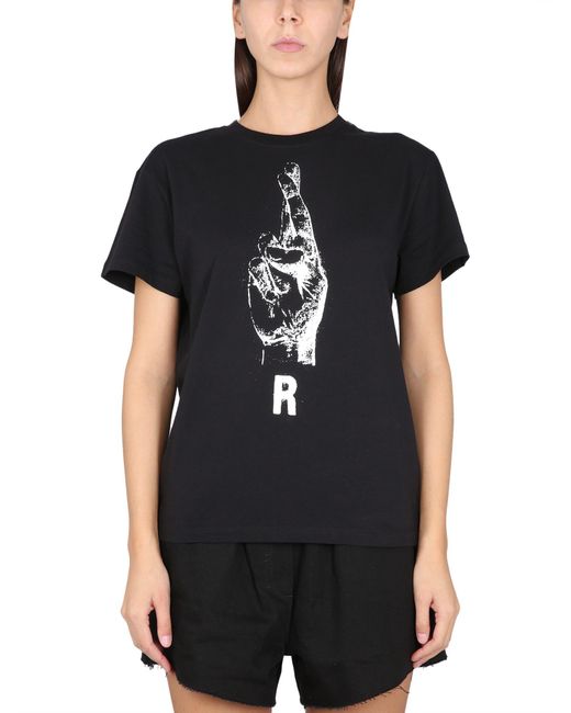T-SHIRT GIROCOLLO IN JERSEY DI COTONE CON STAMPA LOGO di Raf Simons in Black