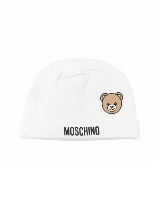 Moschino White "Bear" Logo Hat
