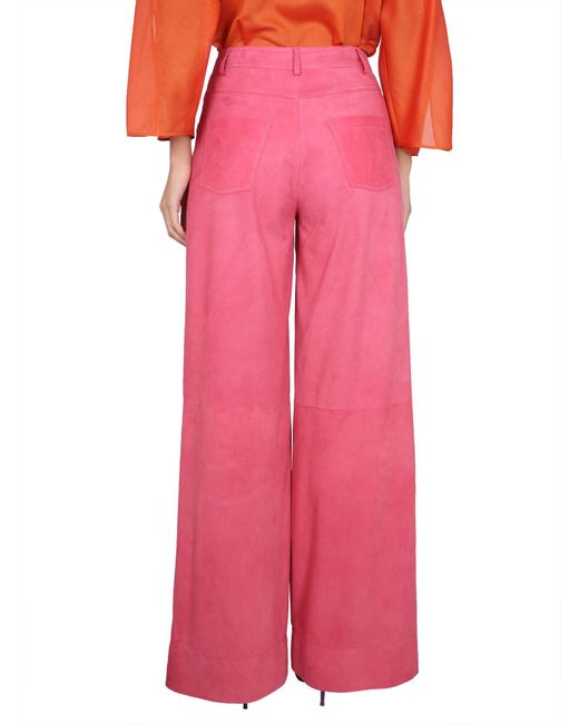 PANTALONE AMPIO IN CAMOSCIO di Alberta Ferretti in Pink