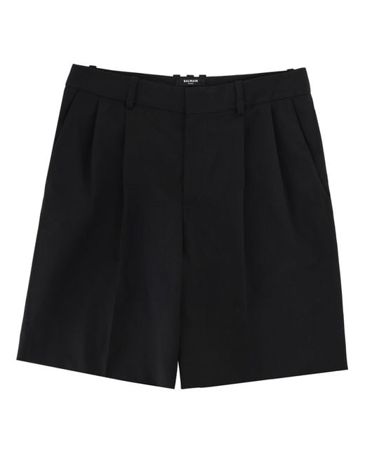 Balmain Black Solid Shorts for men