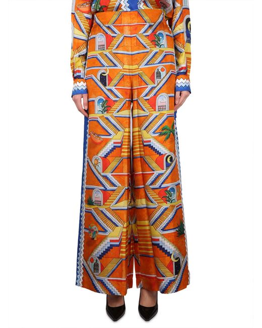 Casablanca Orange Escalier Print Pants