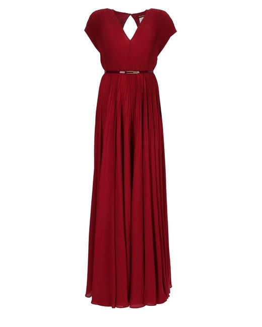 Max Mara Red Abito Plissettato