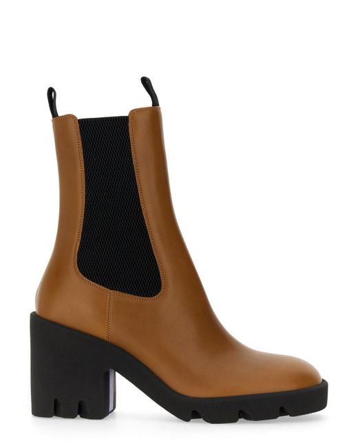 Burberry Brown Luxurious Leather Ankle Boots For