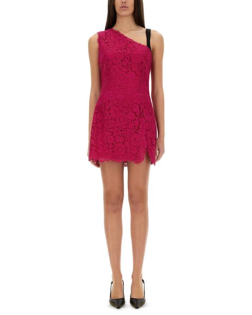 Dolce & Gabbana Red Chic Mini Dress With Lace Slit