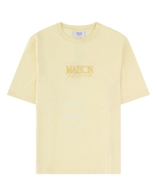 Maison Kitsuné Yellow Logo Crew Neck T-Shirt