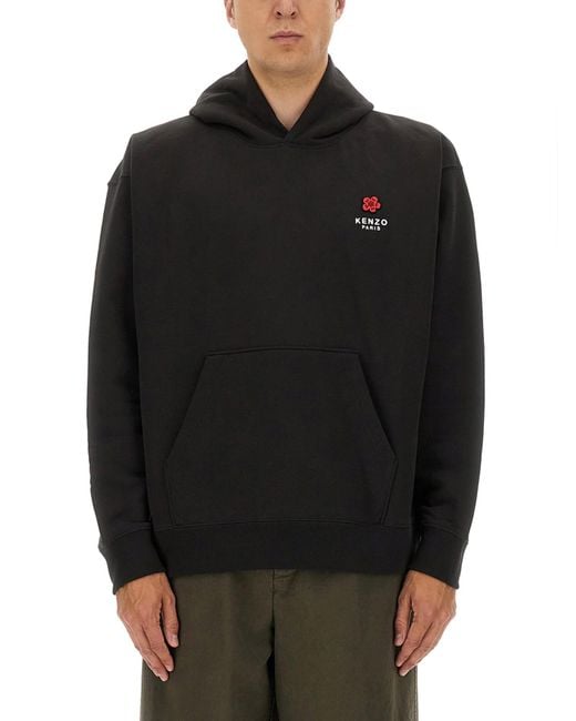 KENZO Black 'Boke Flower' Embroidered Oversized Hoodie for men