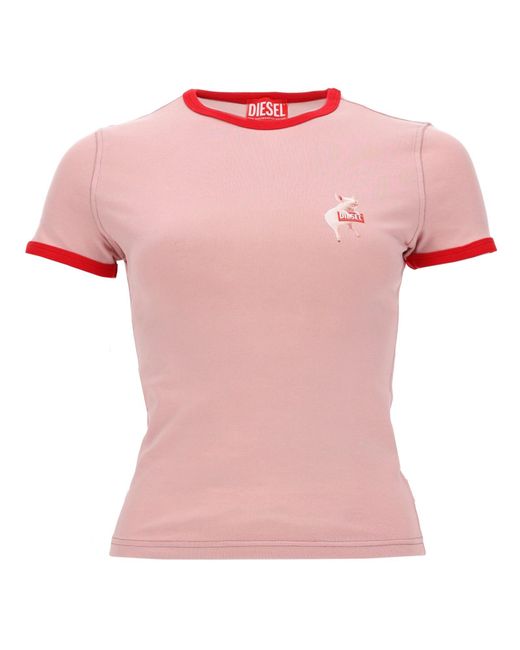 DIESEL Pink T-Shirt Con Stampa