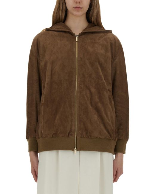Max Mara Brown S Max Mara Zeno Leather Jacket