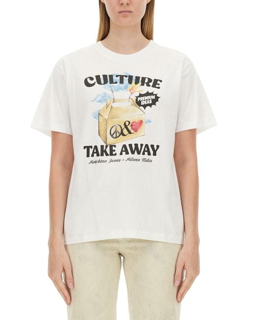 Moschino White Graphic Crew Neck T-Shirt