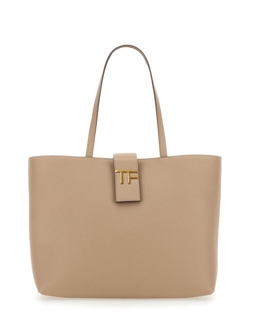 Tom Ford Tf Small Leather Tote Bag in Natural | Lyst Canada