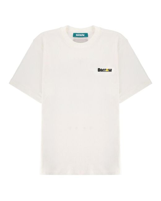 Barrow White T-Shirt Con Logo E Stampa