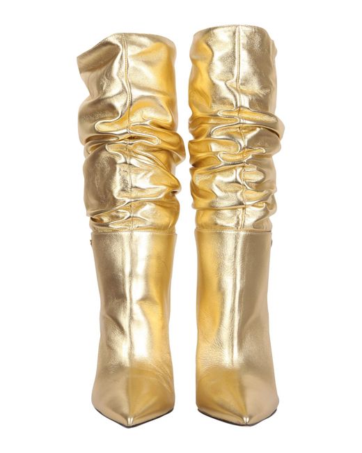 STIVALE IN PELLE METALLIZZATA CON TACCO di DSquared² in Metallic
