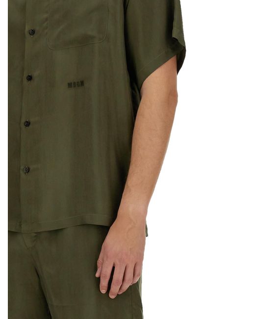 Shirt With Logo-Uomo di MSGM in Green da Uomo