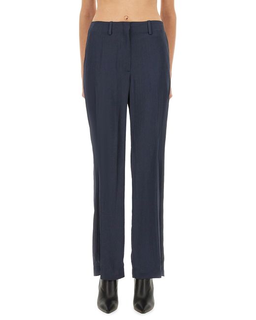 Theory Blue Tailored Satin Pants With High Waist
