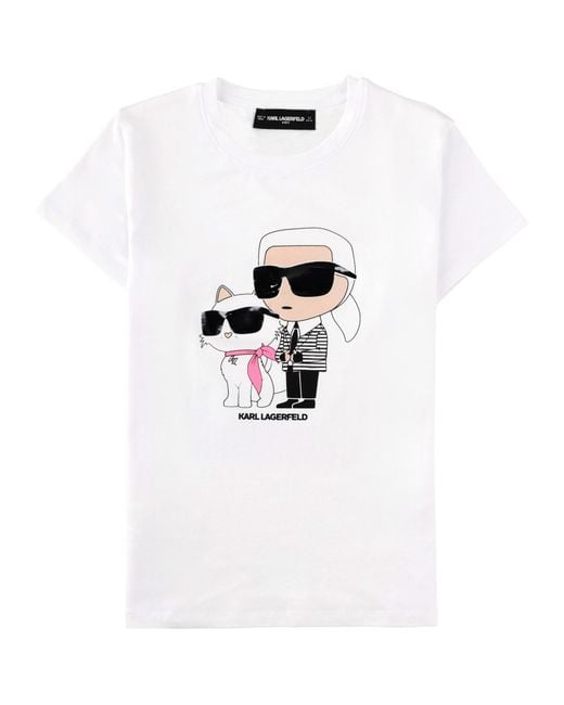 Karl Lagerfeld White T-Shirt Con Stampa