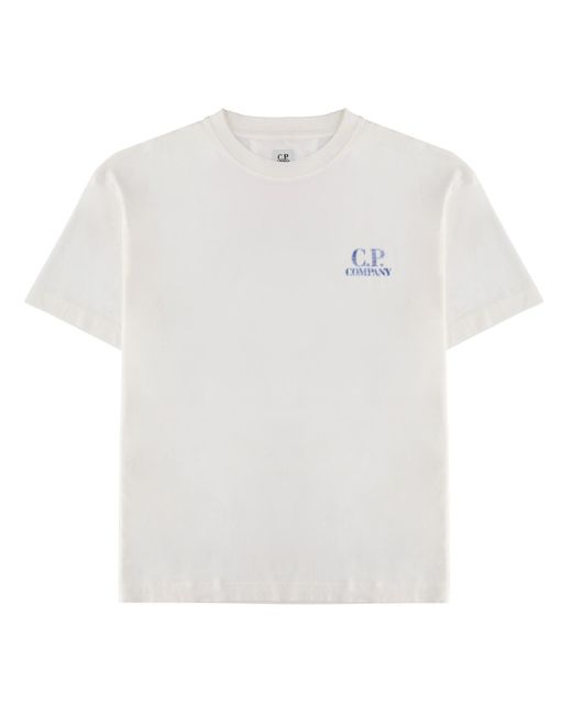 C P Company White T-Shirt With Logo And Print for men