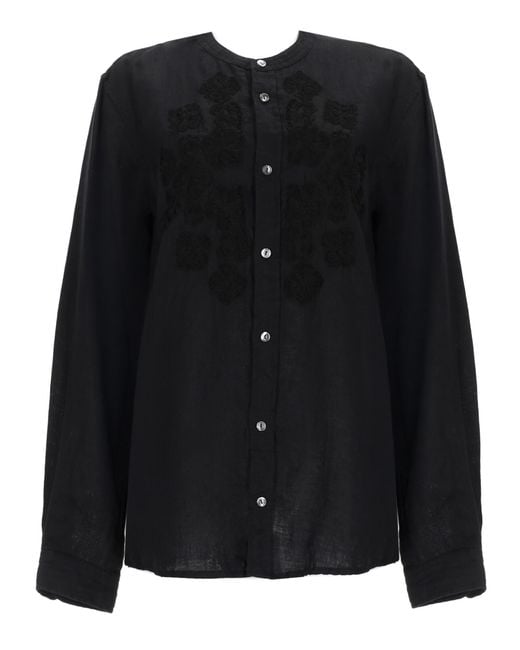 P.A.R.O.S.H. Black P. A.R. O. H. Embroidered Linen Shirt