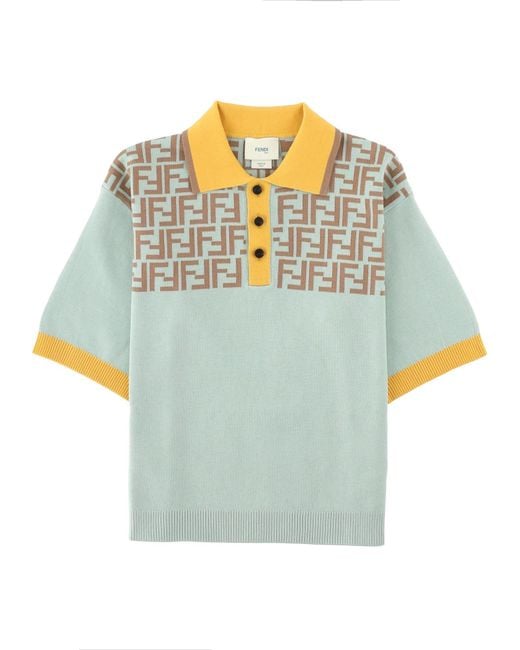 Fendi Blue Polo Maniche Corte