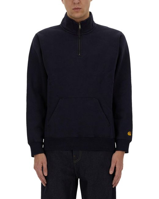 Carhartt Blue Half Zipper Sweatshirt for men