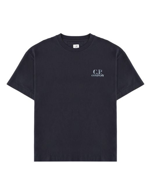 C P Company Blue T-Shirt With Logo And Print for men